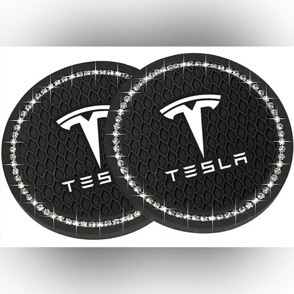 New Tesla Diamond Crystal Car Coaster Anti Slip Cup Holder Mat Auto Interior A - Picture 1 of 4